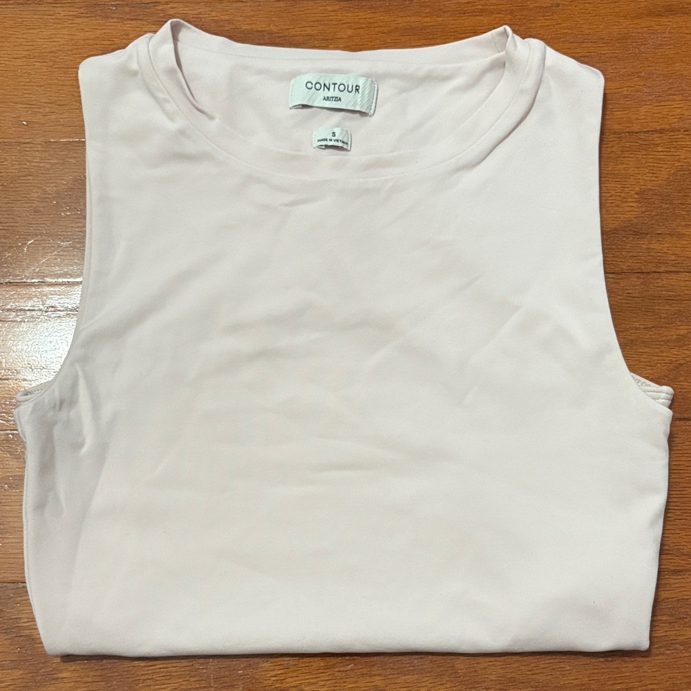 Aritzia Cream Pink Sleeveless Contour Bodysuit